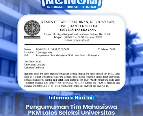 INCINOMI PENGUMUMAN TIM MAHASISWA PKM LOLOS SELEKSI UNIVERSITAS